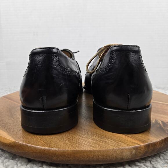 Pronto Uomo Mens 9.5M Black Leather Cap Toe Medallion Brogue Oxford Dress Shoe main image 14
